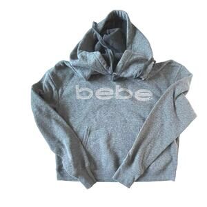 Bebe Sport, Size M, Embellished Gray Hoodie Sweatshirt